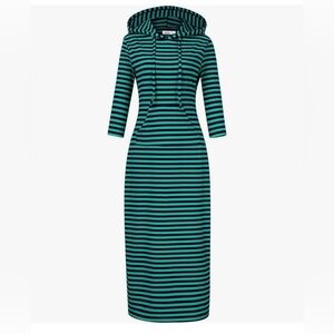 NWT MISSKY Women's Casual Pocket Slim Pullover Maxi Hoodie Dress.